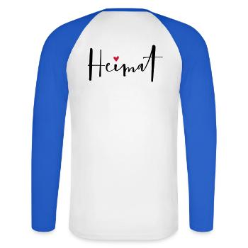 Home I Home At Home Heart Gift - Unisex Long Sleeve Baseball T-Shirt - white/royal blue - Back - Nik (191cm)