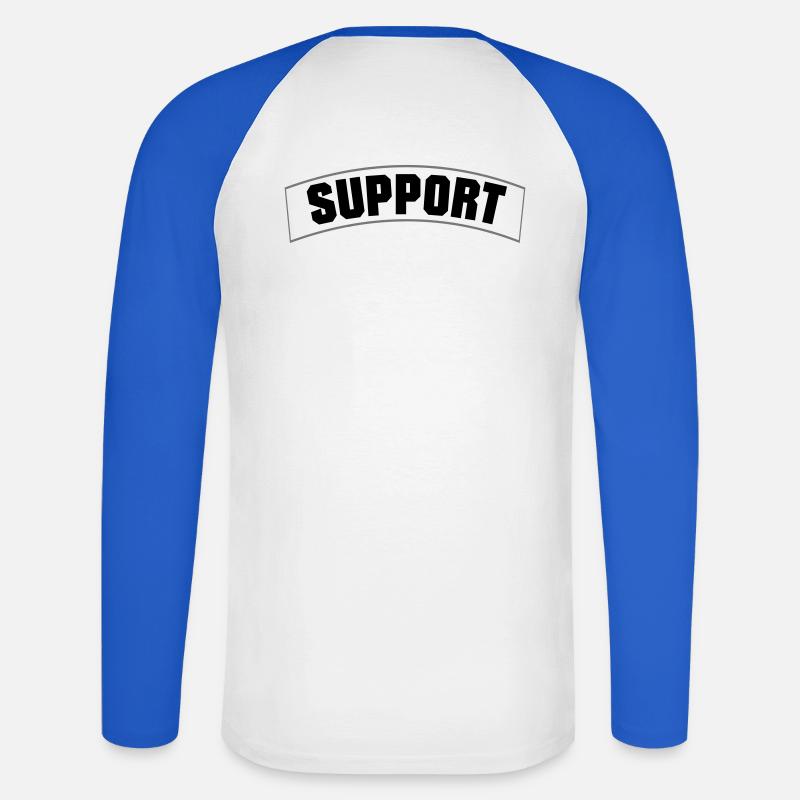 SUPPORT - Unisex Baseballshirt langarm - Weiß/Royalblau