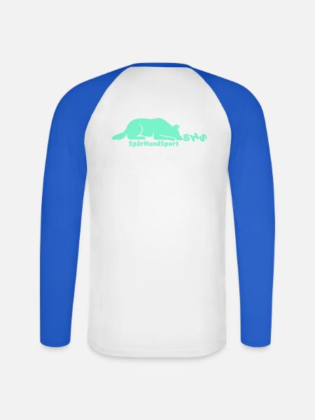 SHS Logo aquamarin - Unisex Baseballshirt langarm - Weiß/Royalblau