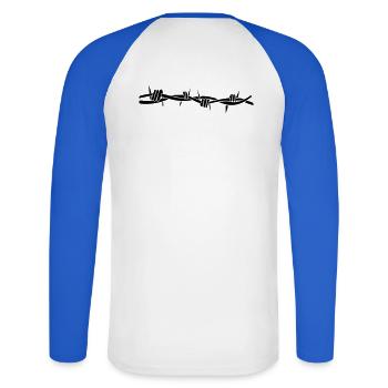 stacheldraht - T-shirt baseball manches longues Homme - blanc/bleu royal - Dos - Nik (191cm)