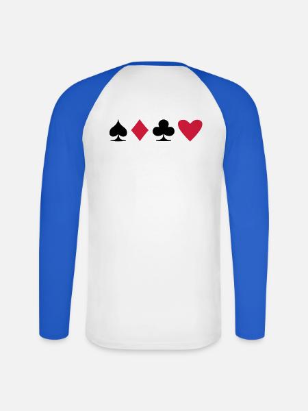 Poker Suit - Unisex Baseballshirt langarm - Weiß/Royalblau