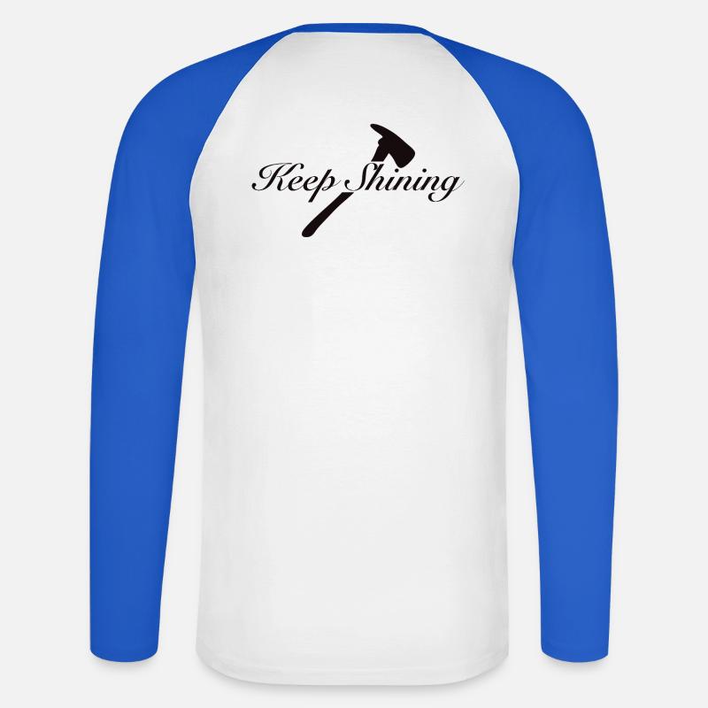 Keep Shining  - Unisex Baseballshirt langarm - Weiß/Royalblau
