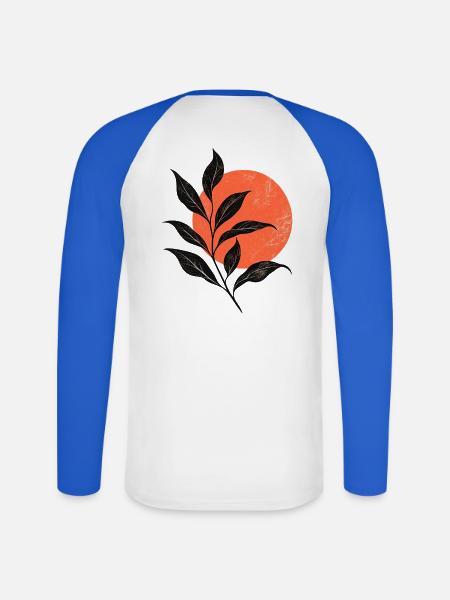 Sunset Leaf Silhouette - Unisex Baseballshirt langarm - Weiß/Royalblau