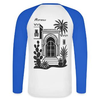 Morocco Door Arch Desert Plants - Unisex Long Sleeve Baseball T-Shirt - white/royal blue - Back - Nik (191cm)