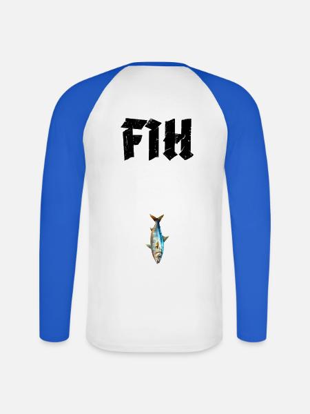 FIH Fish Meme-Design - Unisex Baseballshirt langarm - Weiß/Royalblau