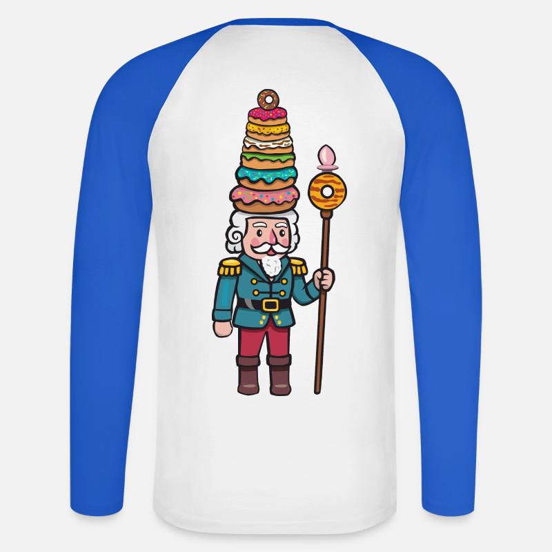 donut cracker nutcracker - Unisex Long Sleeve Baseball T-Shirt - white/royal blue