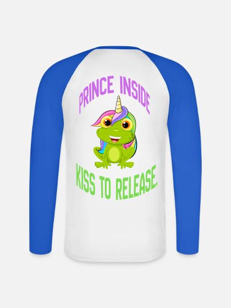 Prince Inside – Kiss to Release - Unisex Long Sleeve Baseball T-Shirt - white/royal blue