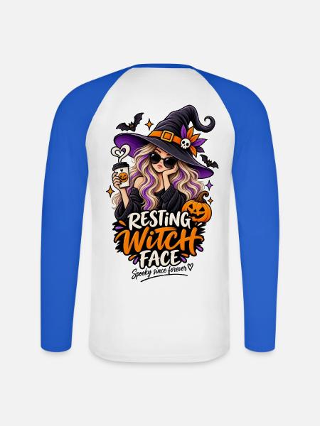 ⚪ Resting Witch Face – Hexe - Unisex Baseballshirt langarm - Weiß/Royalblau
