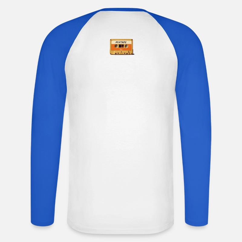 Mixtape Retro Kassette - Unisex Baseballshirt langarm - Weiß/Royalblau