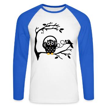 musikgenuss - Unisex Baseballshirt langarm - Weiß/Royalblau - Vorne - Nik (191cm)