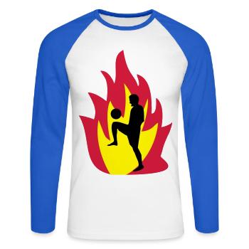 Football fire - Unisex Long Sleeve Baseball T-Shirt - white/royal blue - Front - Nik (191cm)