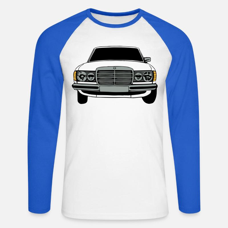 MB W123 Youngtimer Oldtimer,70er,80er (25) - Unisex Baseballshirt langarm - Weiß/Royalblau