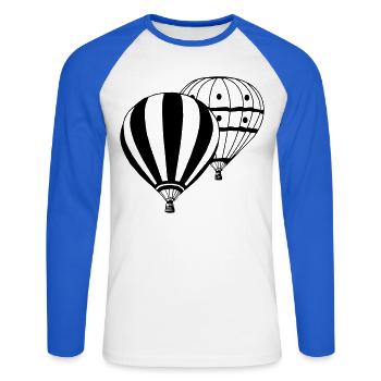 Heißluftballon Ballonfahrer Ballonfahrt Doppel(25) - Unisex Baseballshirt langarm - Weiß/Royalblau - Vorne - Nik (191cm)