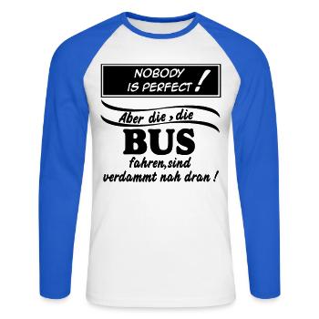 Busfahrer Bus Omnibus Kraftfahrer Schulbus (25) - Unisex Baseballshirt langarm - Weiß/Royalblau - Vorne - Nik (191cm)