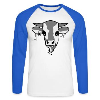 The head of a cow - Unisex Long Sleeve Baseball T-Shirt - white/royal blue - Front - Nik (191cm)