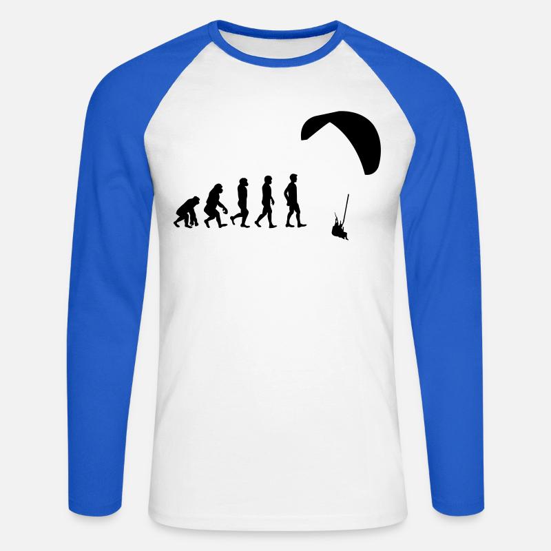 Evolution Gleitschirm - Unisex Baseballshirt langarm - Weiß/Royalblau