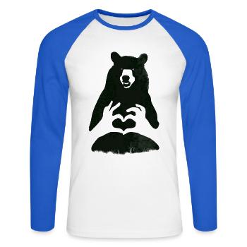 Bear Grizzly Bear Brown Bear Heart Nature Camping Strong lo - Unisex Long Sleeve Baseball T-Shirt - white/royal blue - Front - Nik (191cm)