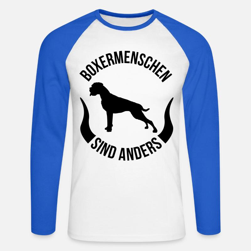 Boxermenschen sind anders - Unisex Baseballshirt langarm - Weiß/Royalblau