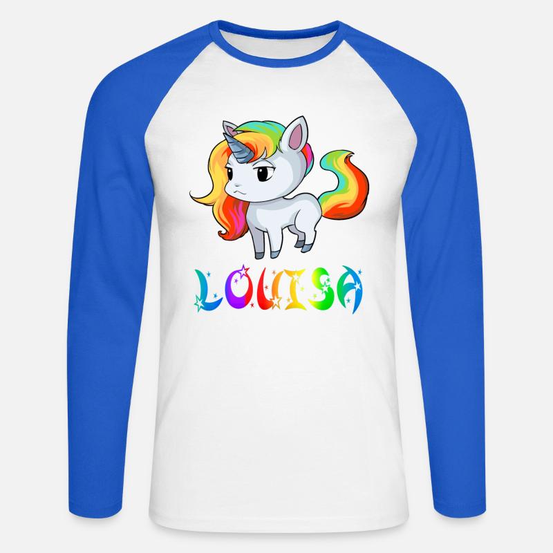 Louisa Einhorn - Unisex Baseballshirt langarm - Weiß/Royalblau