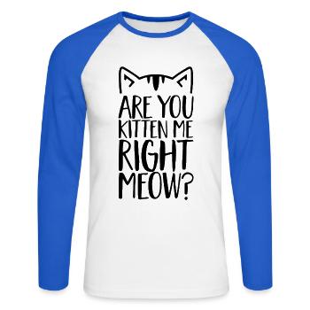 Untitled 1 3 - Unisex Long Sleeve Baseball T-Shirt - white/royal blue - Front - Nik (191cm)