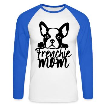 Frenchie maman de bouledogue français - T-shirt baseball manches longues Homme - blanc/bleu royal - Devant - Nik (191cm)