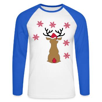 Moose - Unisex Long Sleeve Baseball T-Shirt - white/royal blue - Front - Nik (191cm)
