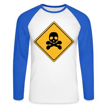Danger Warning Sign # - Unisex Long Sleeve Baseball T-Shirt - white/royal blue - Front - Nik (191cm)