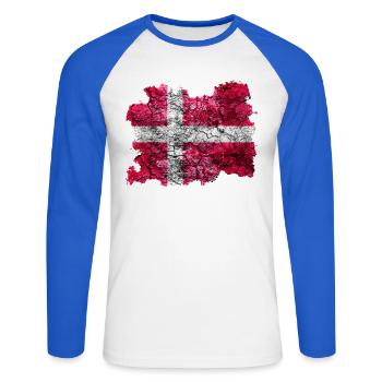Denmark vintage flag - Unisex Long Sleeve Baseball T-Shirt - white/royal blue - Front - Nik (191cm)
