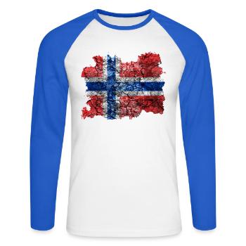 Norway vintage flag - Unisex Long Sleeve Baseball T-Shirt - white/royal blue - Front - Nik (191cm)