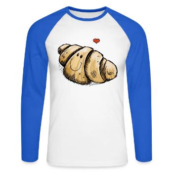 I Love Croissants - Unisex Baseballshirt langarm - Weiß/Royalblau - Vorne - Nik (191cm)