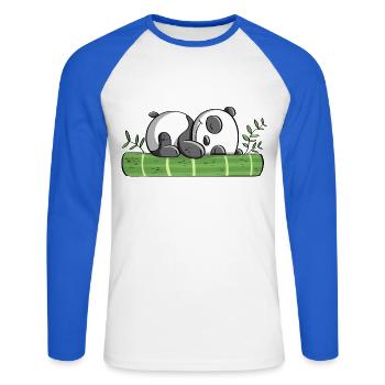 Unser Traum Panda ZZzzZZzz - Pandas - Bär - Comic - Unisex Baseballshirt langarm - Weiß/Royalblau - Vorne - Nik (191cm)