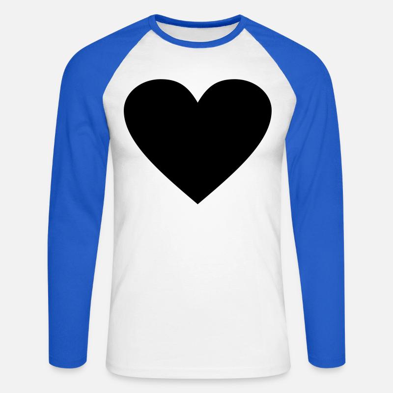 Schwarzes Herz Awesomeelement - Unisex Baseballshirt langarm - Weiß/Royalblau