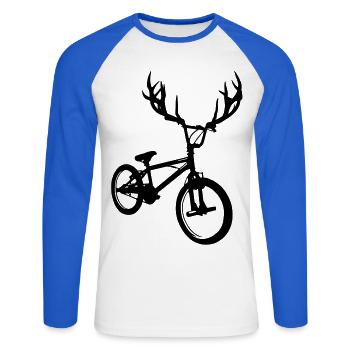BMX sauvage - T-shirt baseball manches longues Homme - blanc/bleu royal - Devant - Nik (191cm)
