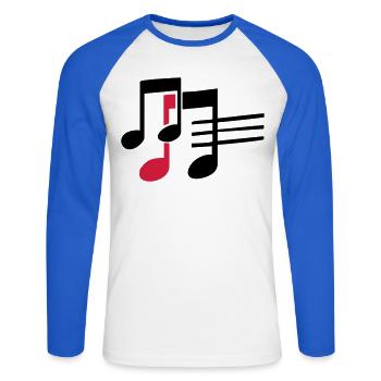 musik - Unisex Baseballshirt langarm - Weiß/Royalblau - Vorne - Nik (191cm)