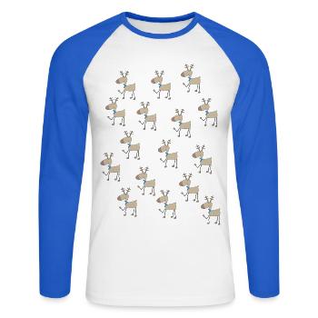Christmas - Unisex Long Sleeve Baseball T-Shirt - white/royal blue - Front - Nik (191cm)