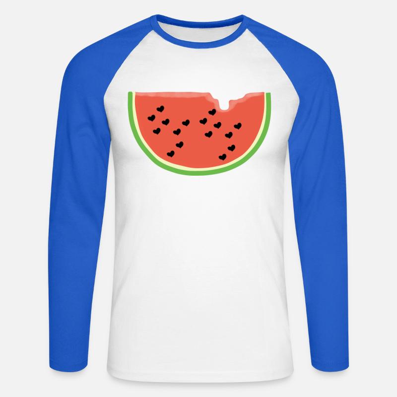 Melone mit Herz - Geschenk - Wassermelone - Comic - Unisex Baseballshirt langarm - Weiß/Royalblau