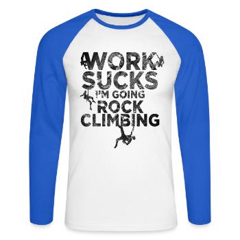 escalade escalade escalade grimpeur de la ceinture de sécurité - T-shirt baseball manches longues Homme - blanc/bleu royal - Devant - Nik (191cm)