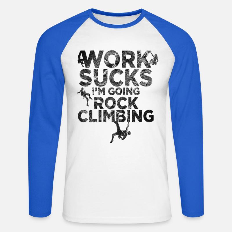 klettern boulder Kletterer klettergurt Geschenk - Unisex Baseballshirt langarm - Weiß/Royalblau