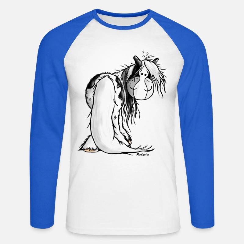 Irish Tinker Pferd - Horse - Schecke - Unisex Baseballshirt langarm - Weiß/Royalblau