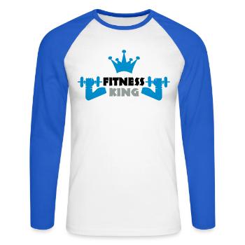 fitness - Unisex Long Sleeve Baseball T-Shirt - white/royal blue - Front - Nik (191cm)