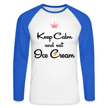 eis - Unisex Baseballshirt langarm - Weiß/Royalblau - Vorne - Nik (191cm)