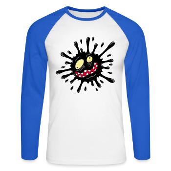 Monstre tache d'encre - T-shirt baseball manches longues Homme - blanc/bleu royal - Devant - Nik (191cm)