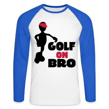 golf - Unisex Long Sleeve Baseball T-Shirt - white/royal blue - Front - Nik (191cm)