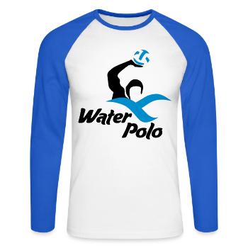 waterpolo - Unisex Long Sleeve Baseball T-Shirt - white/royal blue - Front - Nik (191cm)