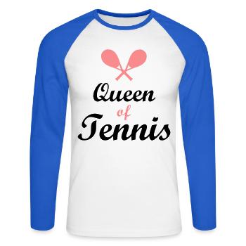 tennis - Unisex Long Sleeve Baseball T-Shirt - white/royal blue - Front - Nik (191cm)