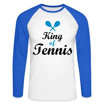tennis - T-shirt baseball manches longues Homme - blanc/bleu royal - Devant - Nik (191cm)