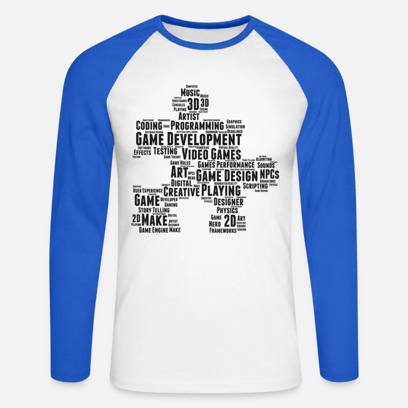 Game Dev - Unisex Baseballshirt langarm - Weiß/Royalblau