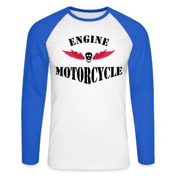 biker - T-shirt baseball manches longues Homme - blanc/bleu royal - Devant - Nik (191cm)