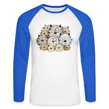 Funny cats I kitten cat gift I miss - Unisex Long Sleeve Baseball T-Shirt - white/royal blue - Front - Nik (191cm)