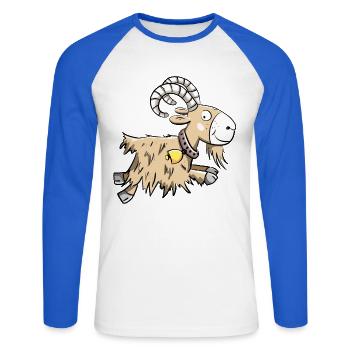 Sprunghafte Ziege I Widder I Ziegenbock Geschenk - Unisex Baseballshirt langarm - Weiß/Royalblau - Vorne - Nik (191cm)